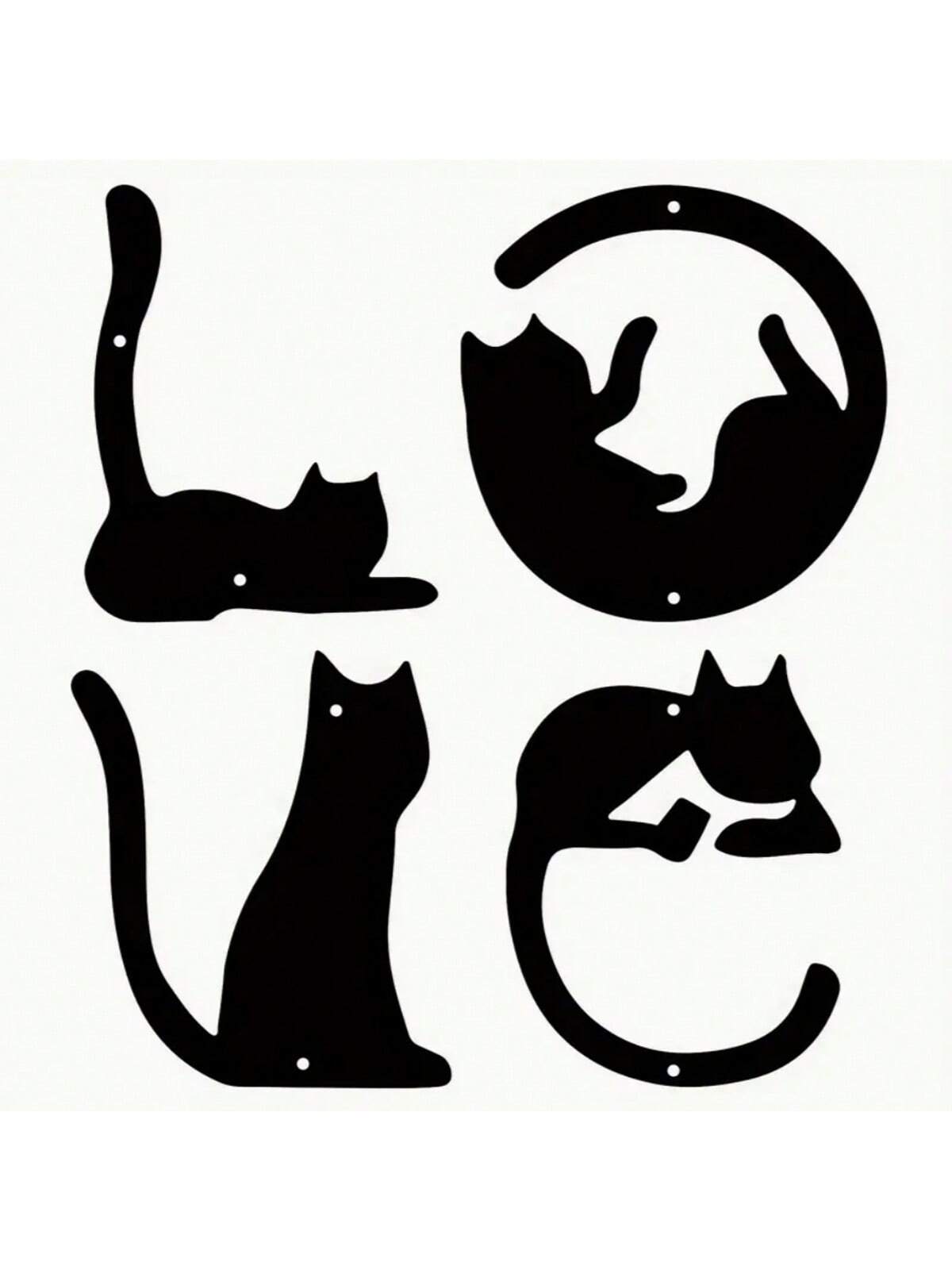 Verspieltes Katzen-Metall-Wandkunst-Set - 4 Stück süße abstrakte Dekoration für Zuhause, Schlafzimmer und mehr!