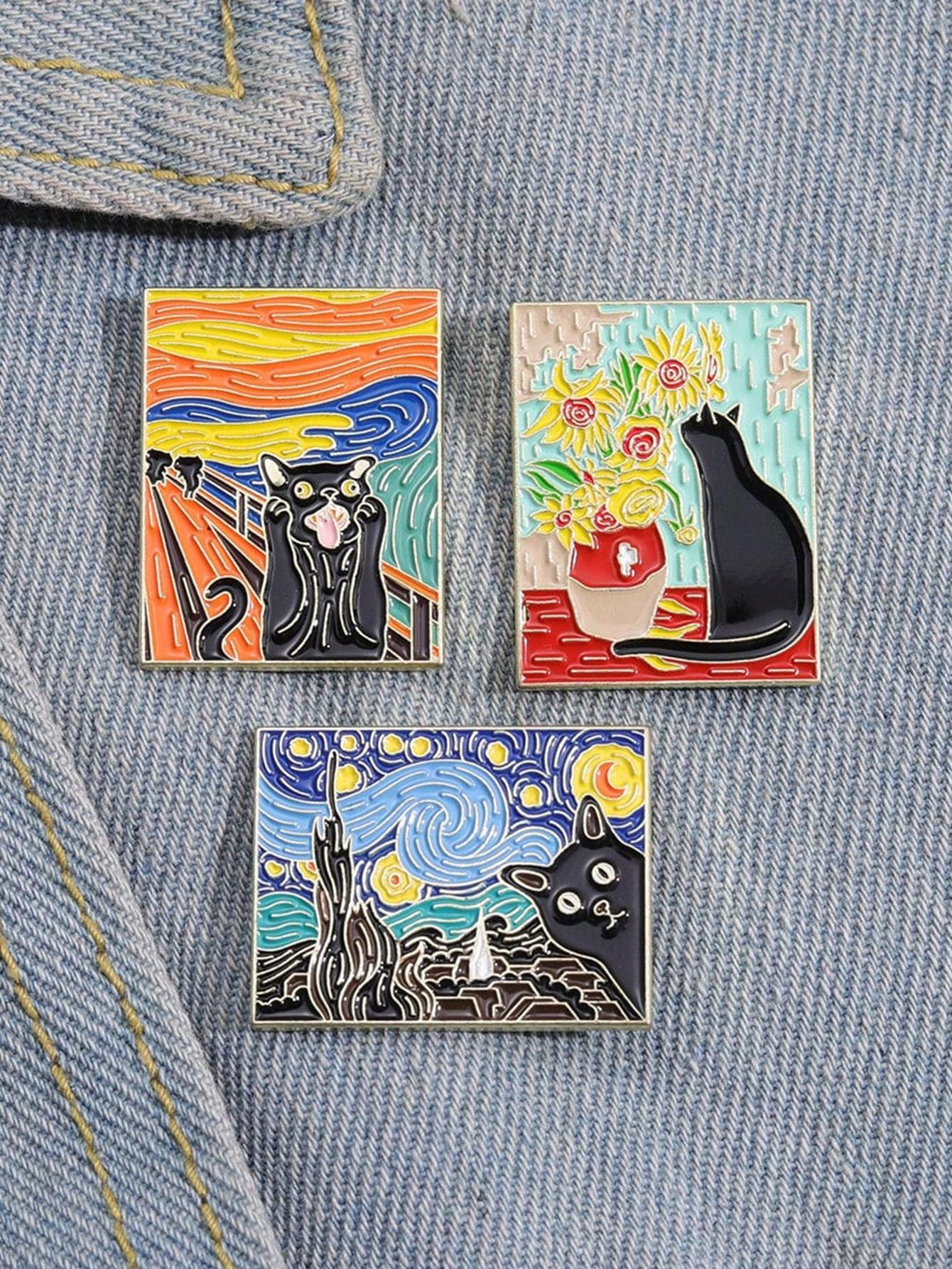Verspieltes 3-teiliges Cartoon-Grafik-Anstecknadel-Set - Lustige & Verspielte Accessoires