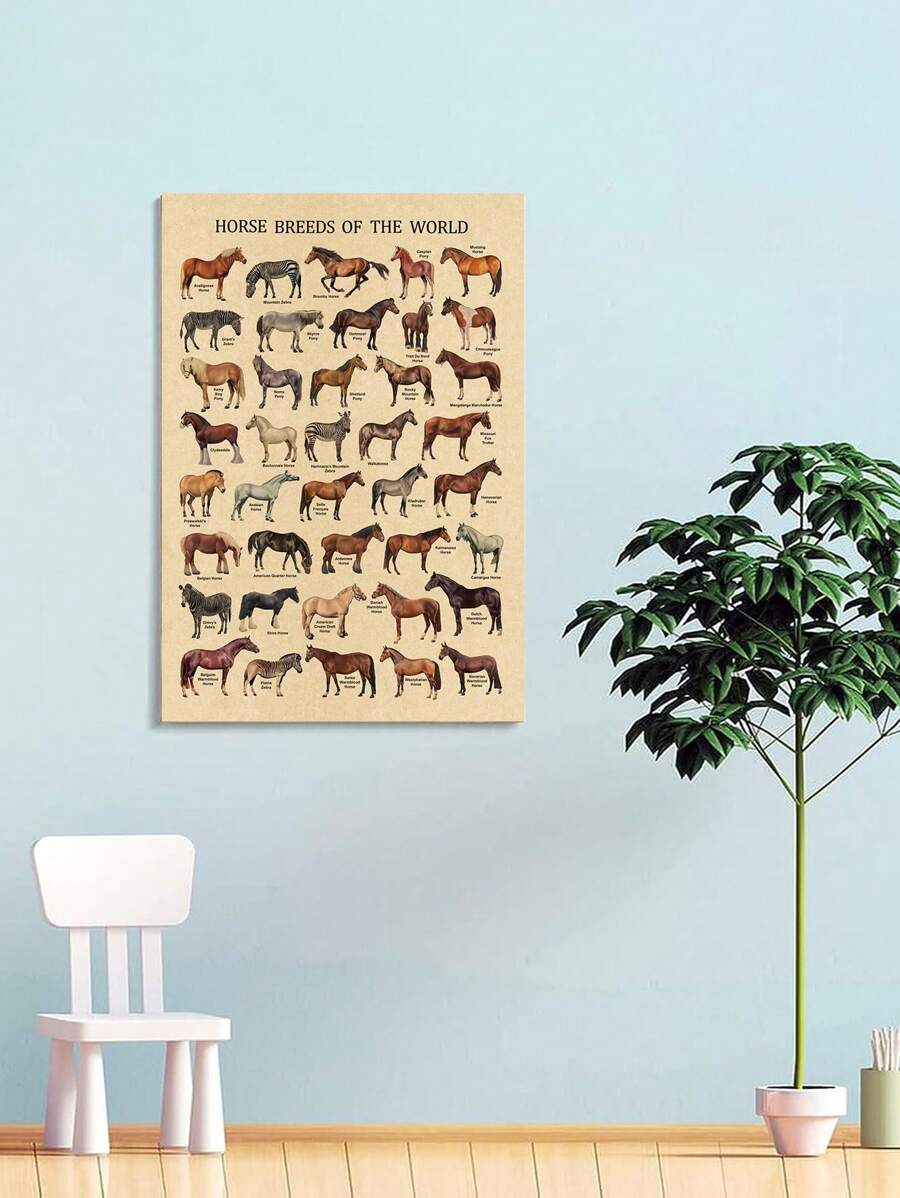 Vintage Pferde Leinwand Kunst – Wasserdichte Wanddekoration für Wohnzimmer & Studium, Perfektes Geschenk für Geburtstage und Abschlüsse