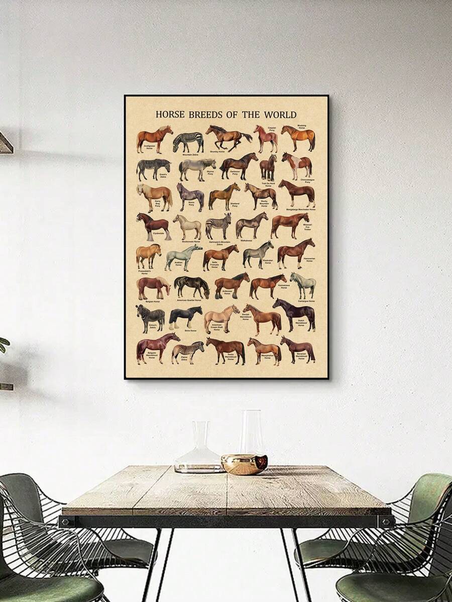 Vintage Pferde Leinwand Kunst – Wasserdichte Wanddekoration für Wohnzimmer & Studium, Perfektes Geschenk für Geburtstage und Abschlüsse