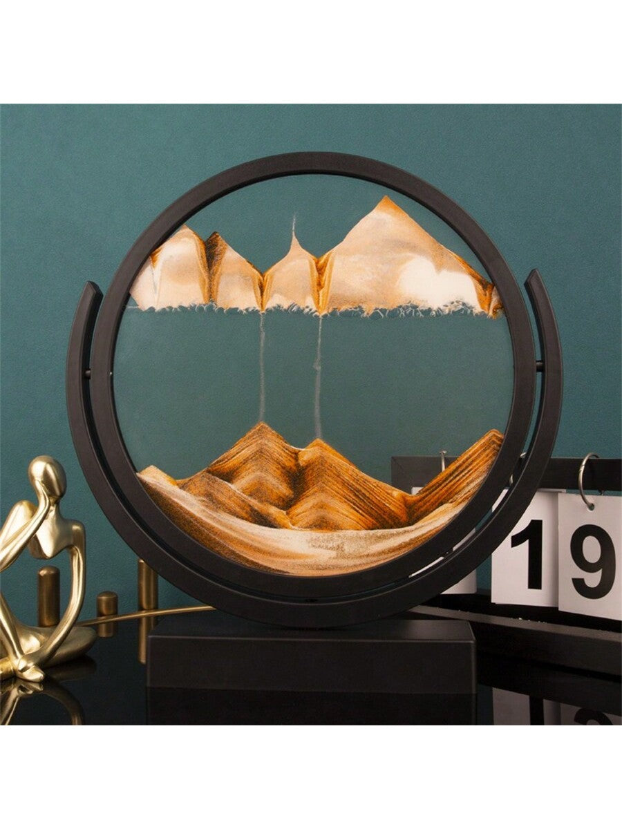 Beeindruckende 3D Flip Rund Flüssig Sand Kunst Sanduhr Glas Ornament - Perfekte Büroschrank Dekoration