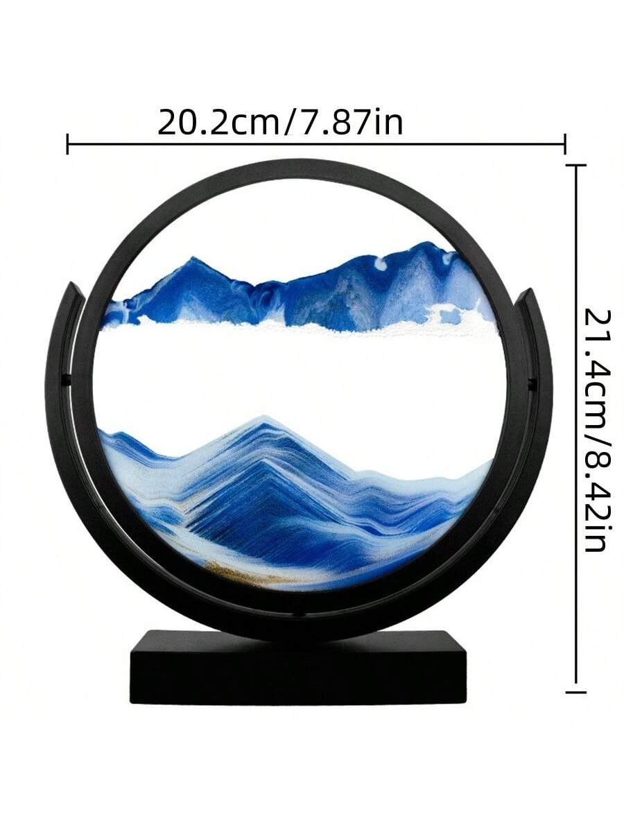 Beeindruckende 3D Flip Rund Flüssig Sand Kunst Sanduhr Glas Ornament - Perfekte Büroschrank Dekoration