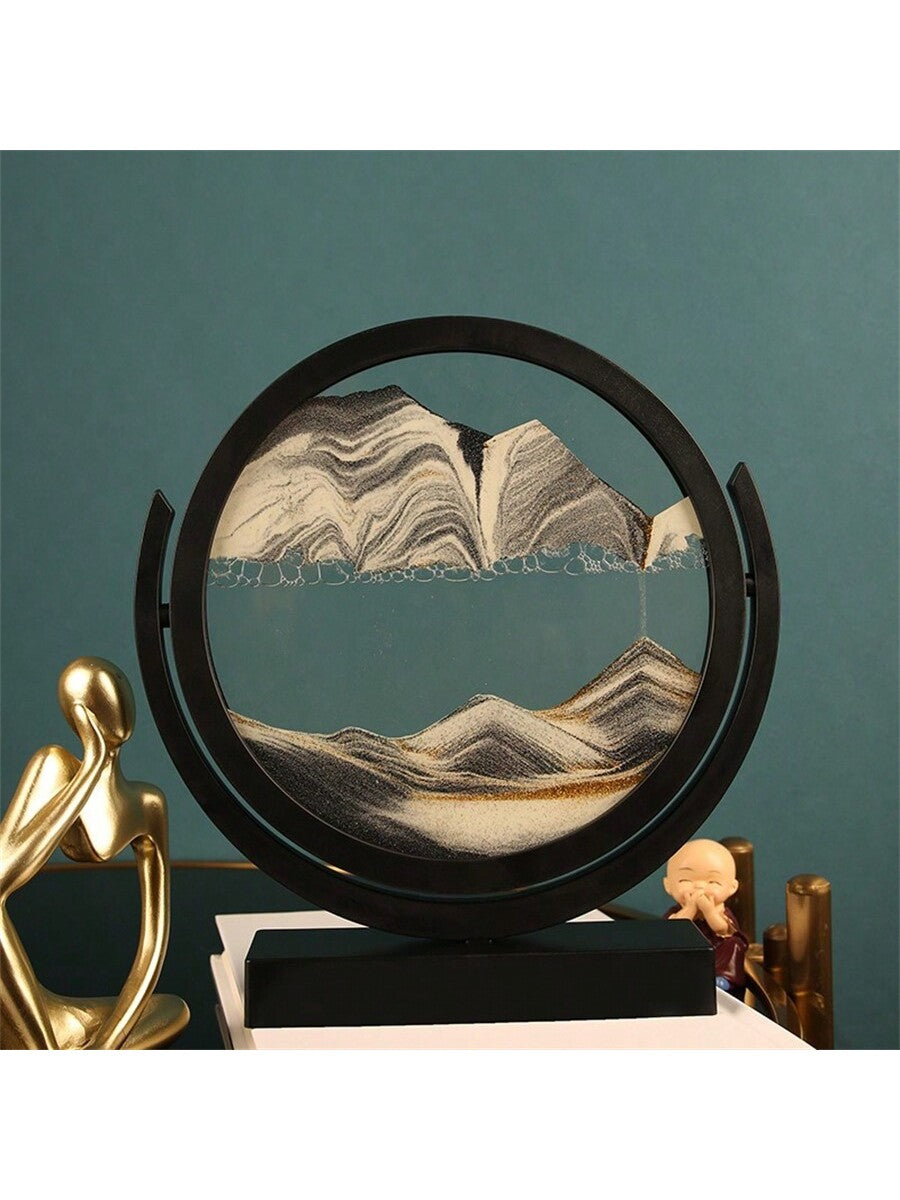 Beeindruckende 3D Flip Rund Flüssig Sand Kunst Sanduhr Glas Ornament - Perfekte Büroschrank Dekoration