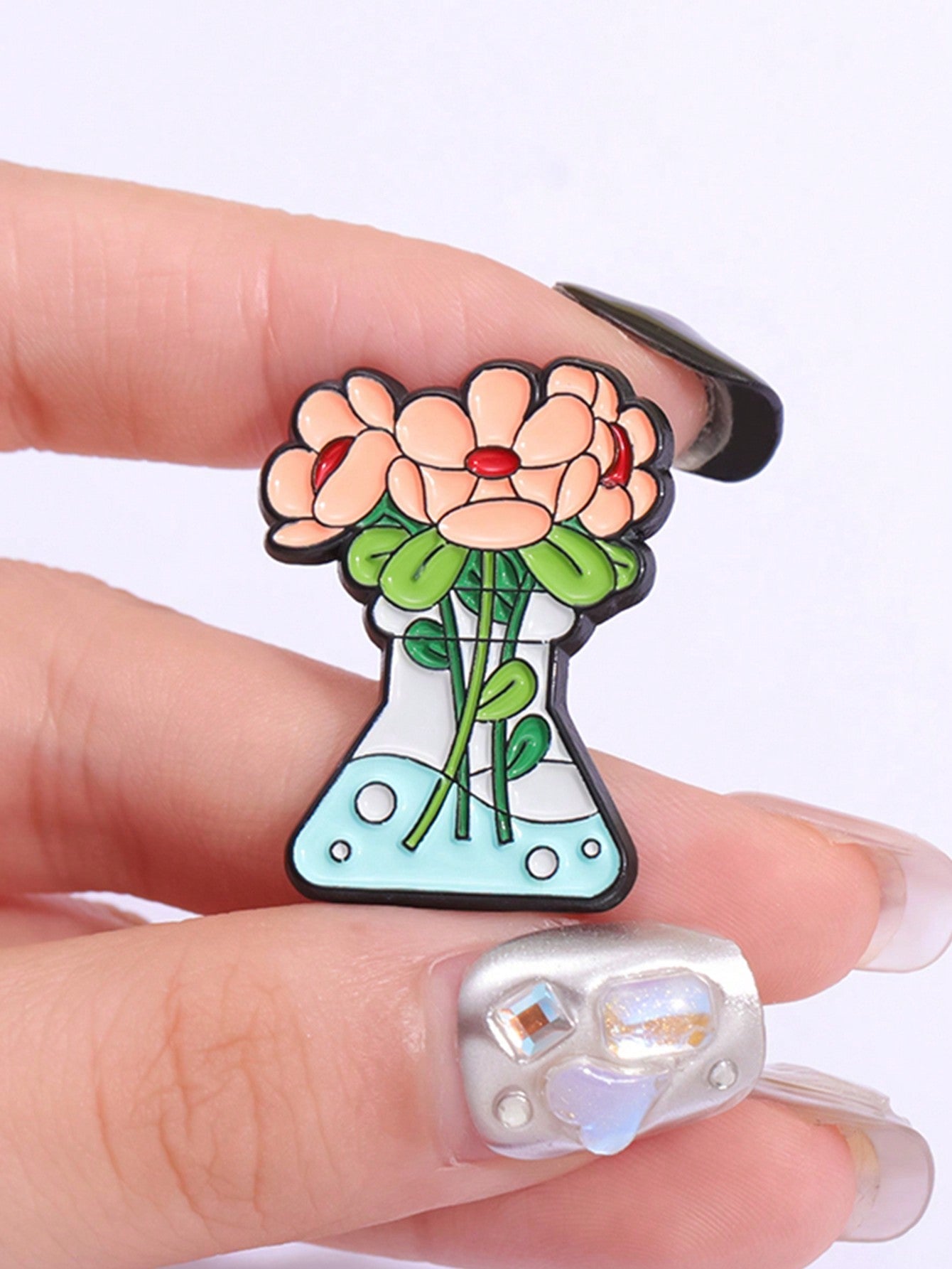 Verspielt Grün: 5-teiliges Cartoon-Pflanzen-Anstecknadeln-Set - Emaille-Pins für Tasche, Shirt und Accessoires