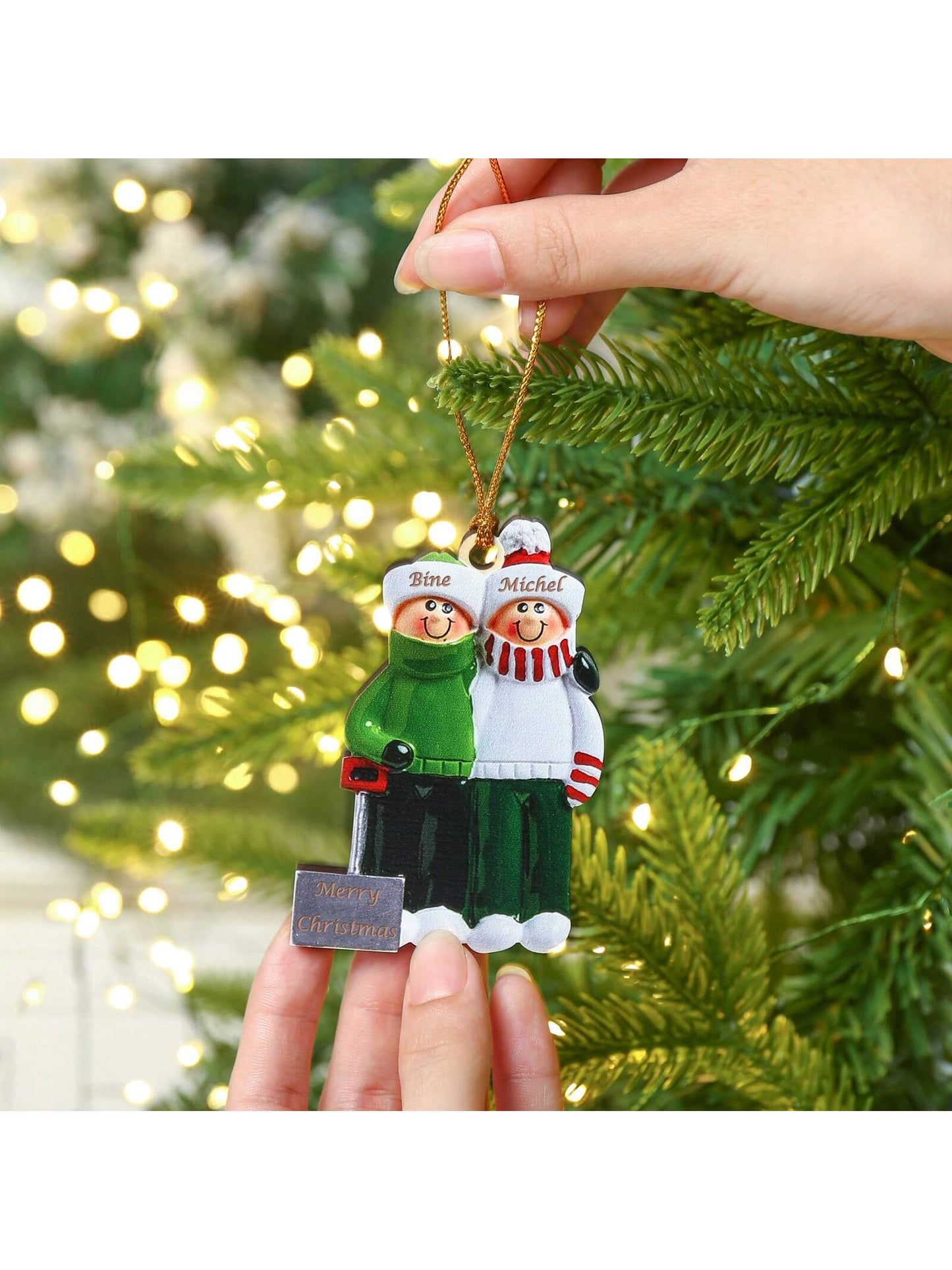 Personalisierte Holz-Weihnachtsbaumdekorationen mit Familiennamen - Personalisierter Weihnachtsanhänger für Zuhause und Feier