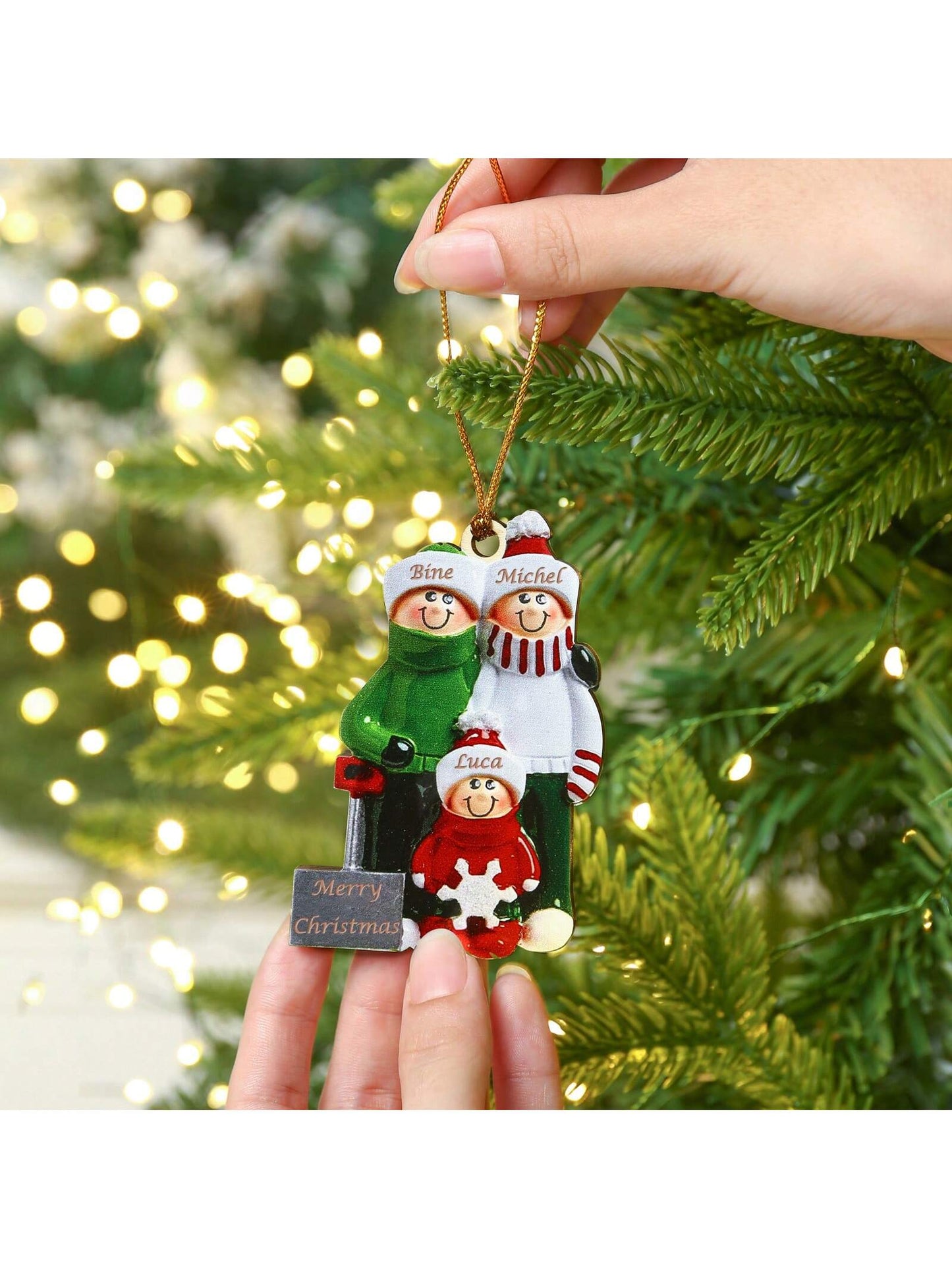 Personalisierte Holz-Weihnachtsbaumdekorationen mit Familiennamen - Personalisierter Weihnachtsanhänger für Zuhause und Feier