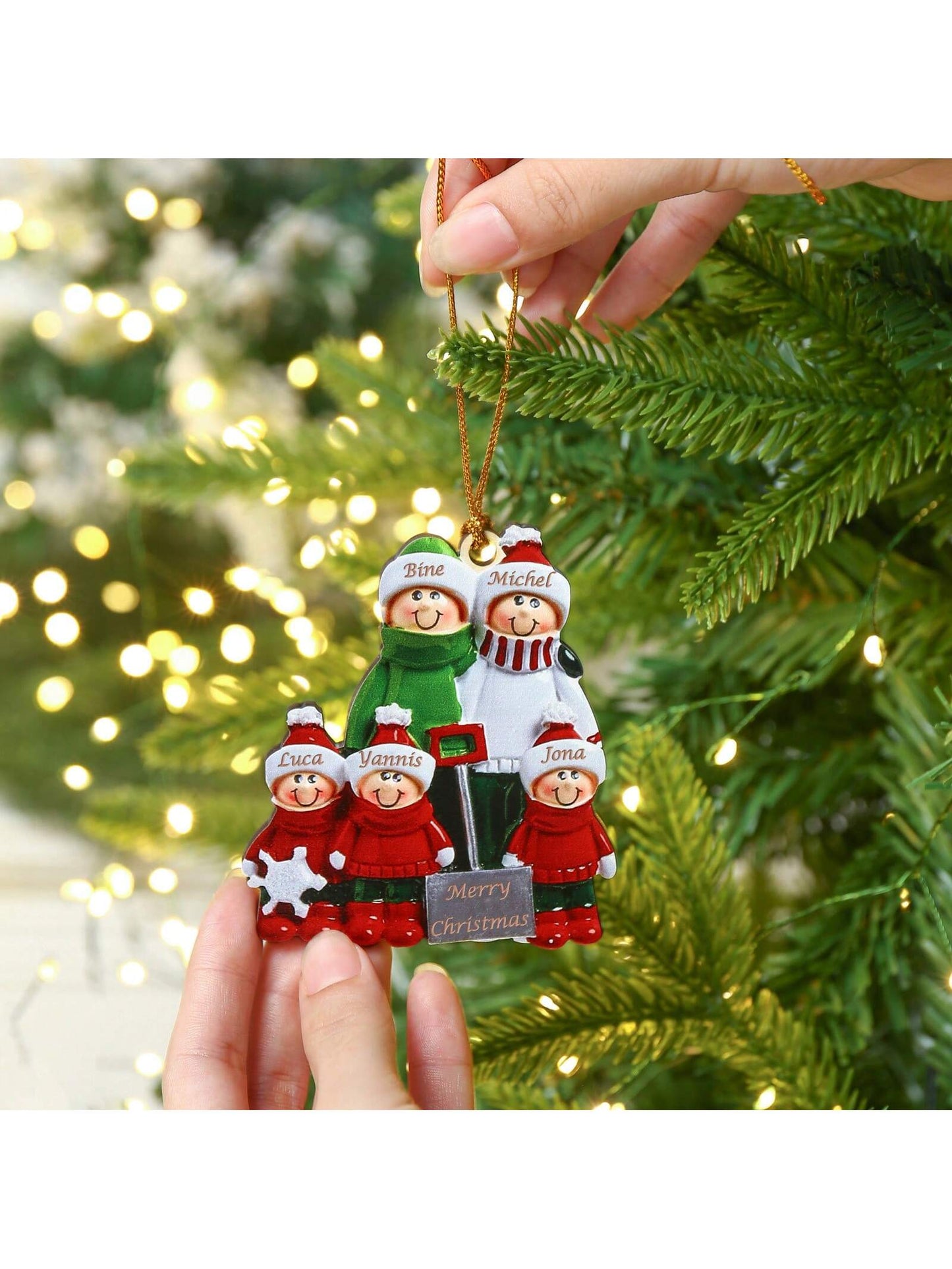 Personalisierte Holz-Weihnachtsbaumdekorationen mit Familiennamen - Personalisierter Weihnachtsanhänger für Zuhause und Feier