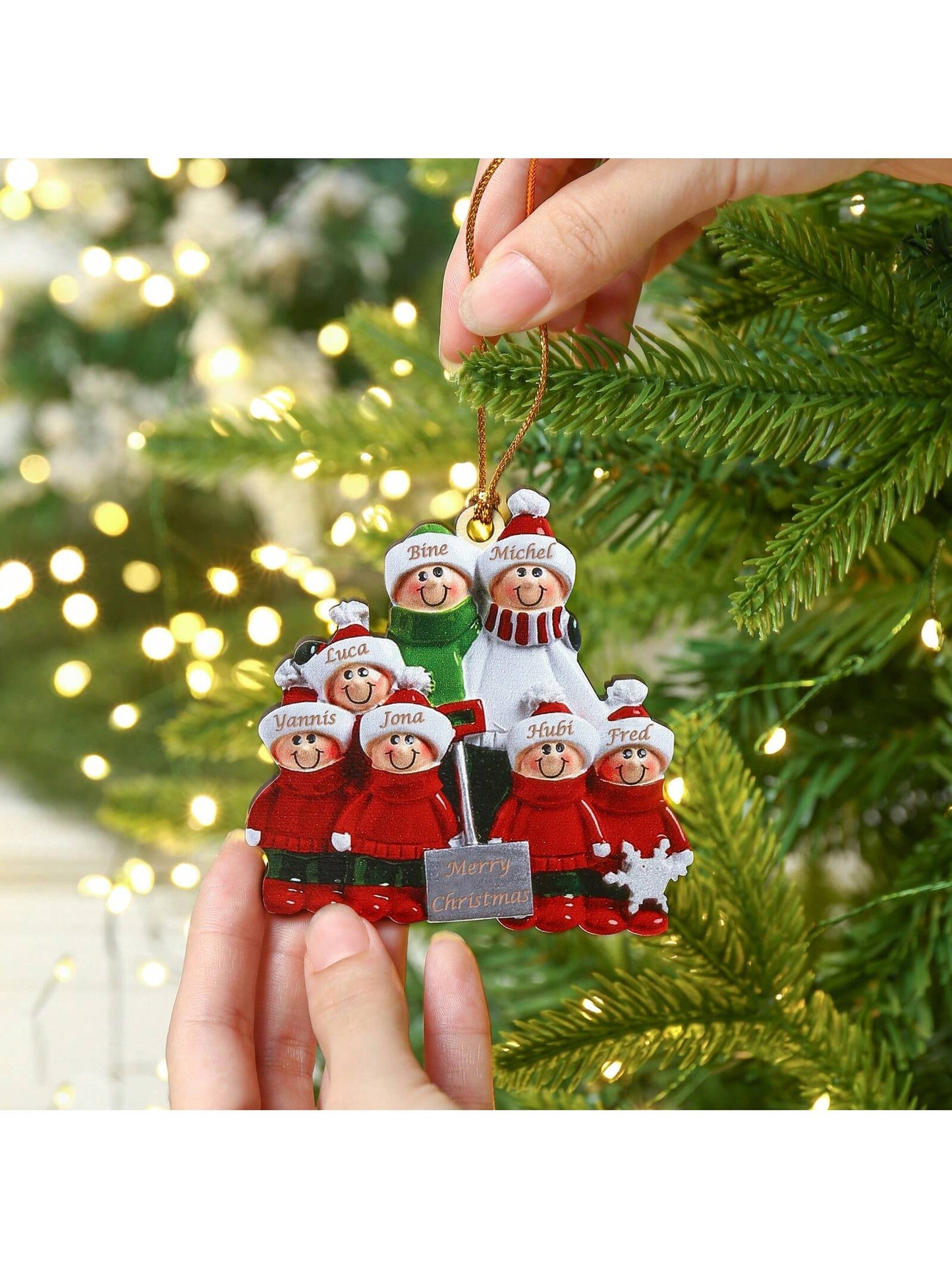 Personalisierte Holz-Weihnachtsbaumdekorationen mit Familiennamen - Personalisierter Weihnachtsanhänger für Zuhause und Feier