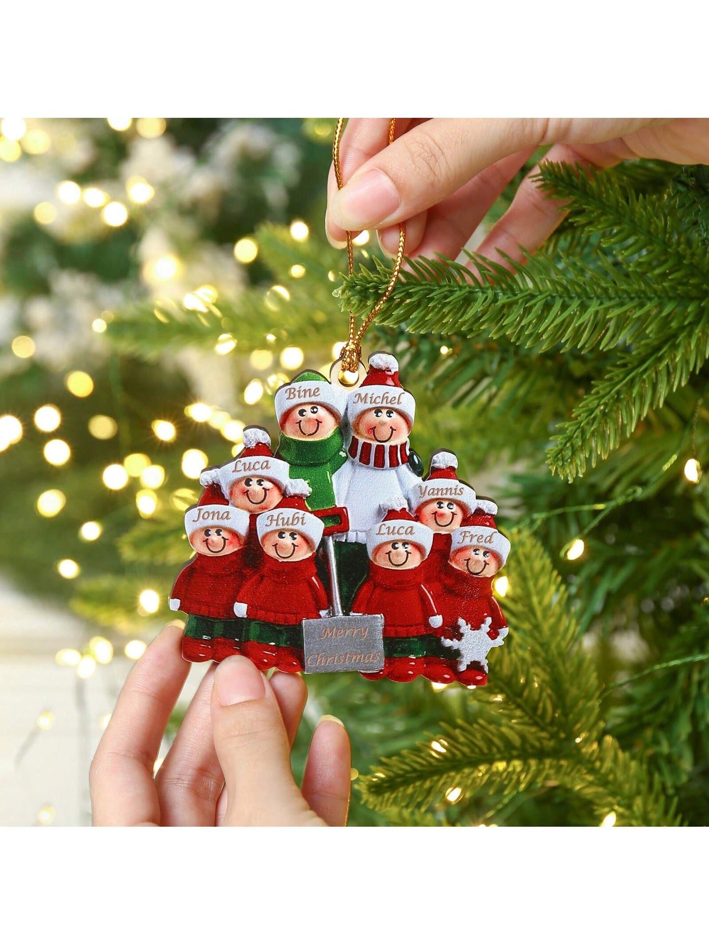 Personalisierte Holz-Weihnachtsbaumdekorationen mit Familiennamen - Personalisierter Weihnachtsanhänger für Zuhause und Feier