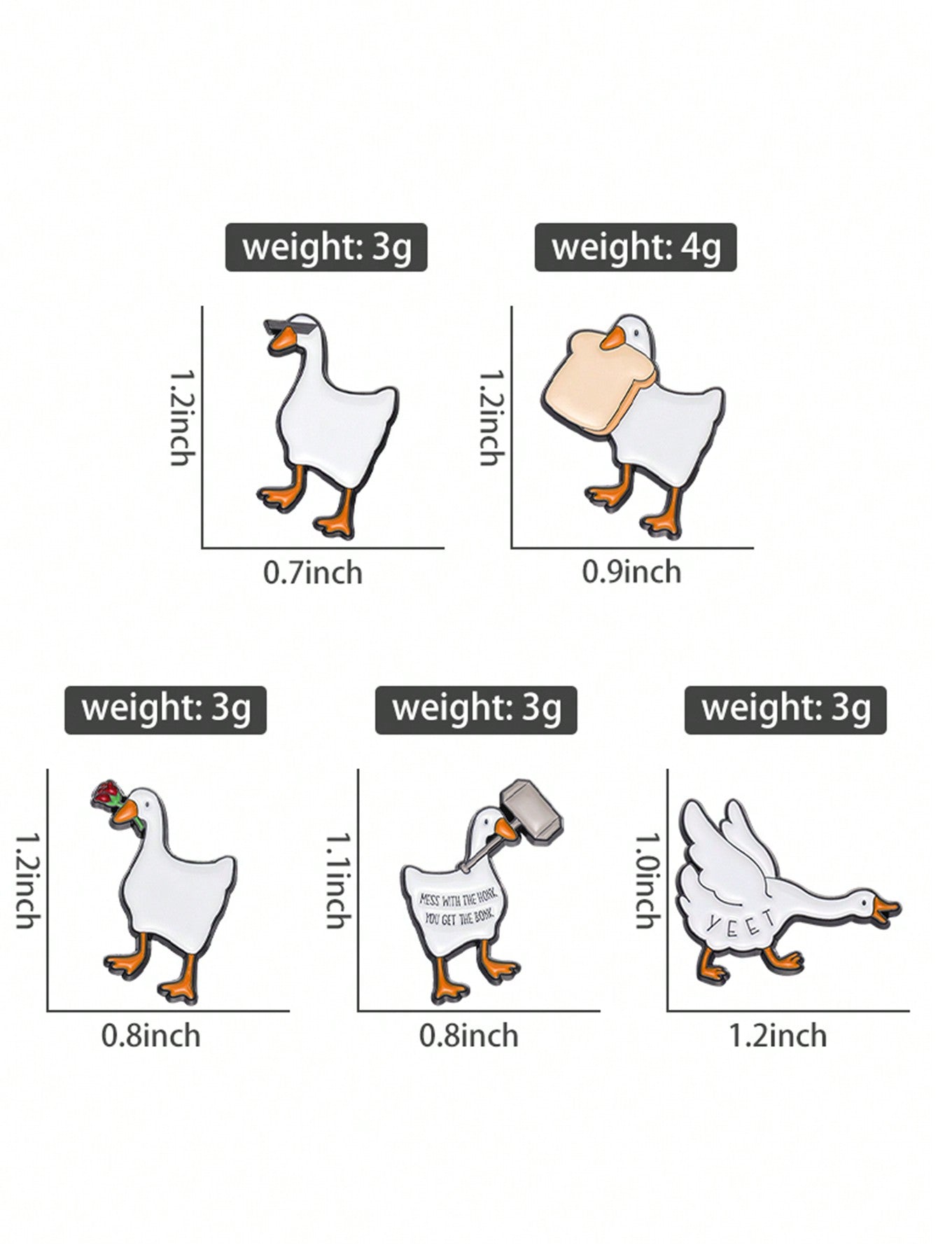 QIHOO 5er-Pack Gansenspiel Emaille-Anstecker - Anpassbares 'Honk You Get the Bonk' Broschen-Set