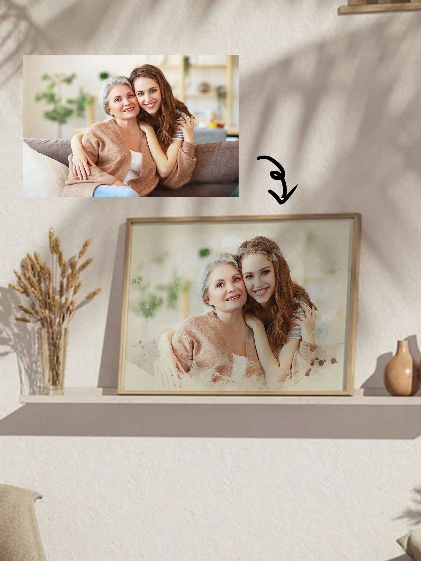 Personalisierte gerahmte Ölgemälde aus Foto - Einzigartiges handgemachtes Porträt auf Leinwand für den Muttertag, Geburtstage und Abschlüsse