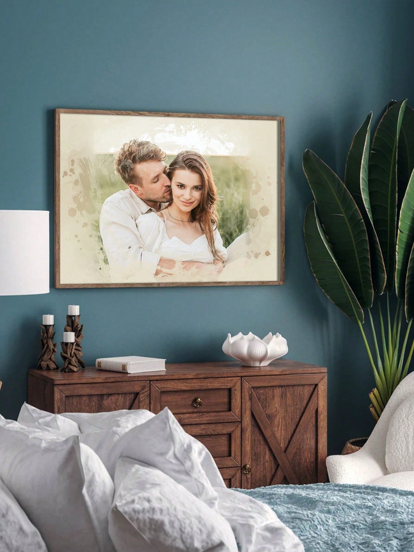 Personalisierte gerahmte Ölgemälde aus Foto - Einzigartiges handgemachtes Porträt auf Leinwand für den Muttertag, Geburtstage und Abschlüsse