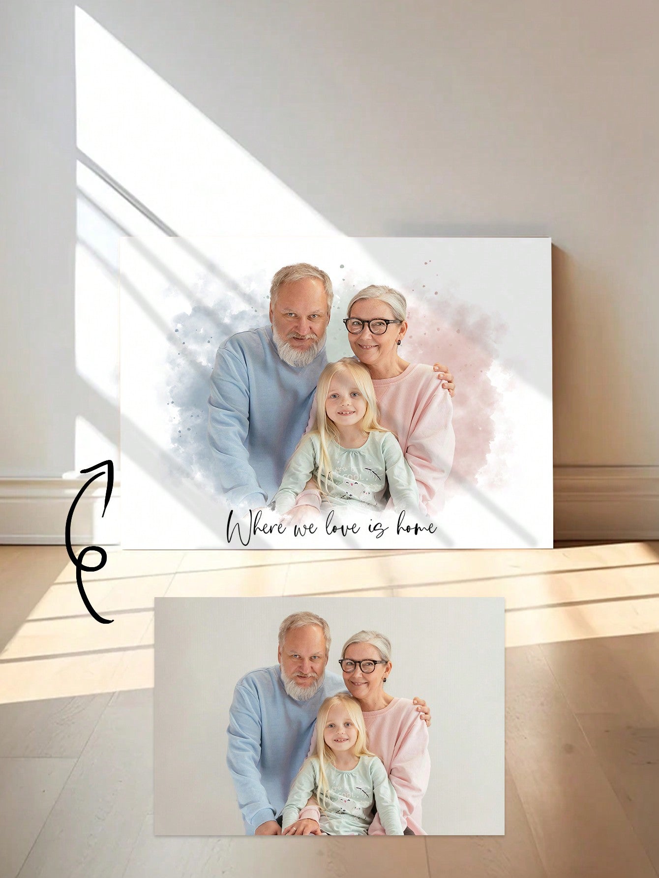 Personalisierte gerahmte Ölgemälde aus Foto - Einzigartiges handgemachtes Porträt auf Leinwand für den Muttertag, Geburtstage und Abschlüsse