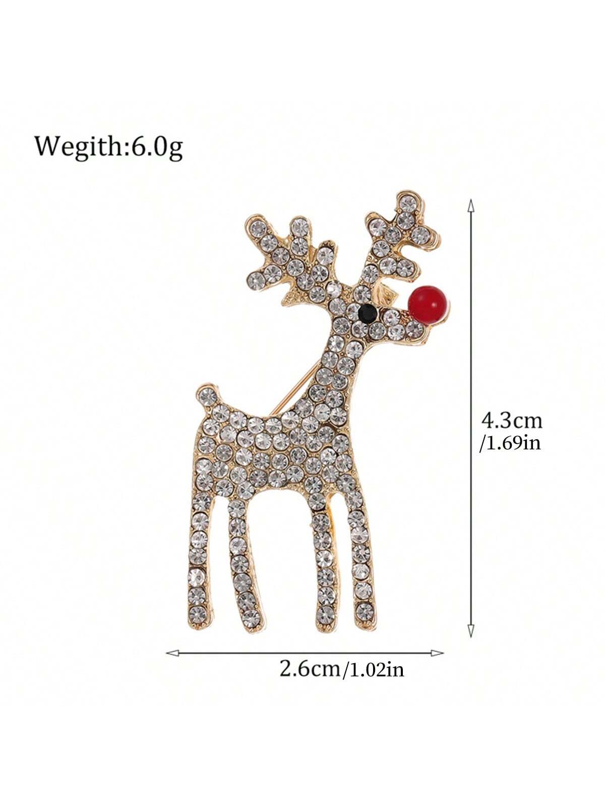 Funkelnde Strass-Reh-Brosche - Elegante Weihnachtsnadel für vielseitigen Feiertagsstil