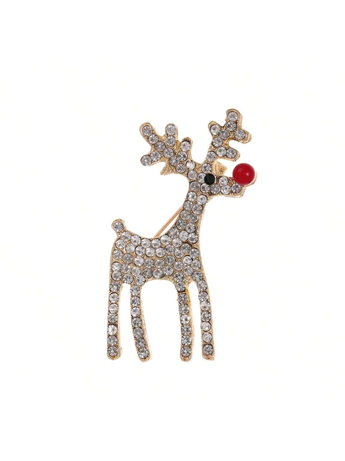 Funkelnde Strass-Reh-Brosche - Elegante Weihnachtsnadel für vielseitigen Feiertagsstil