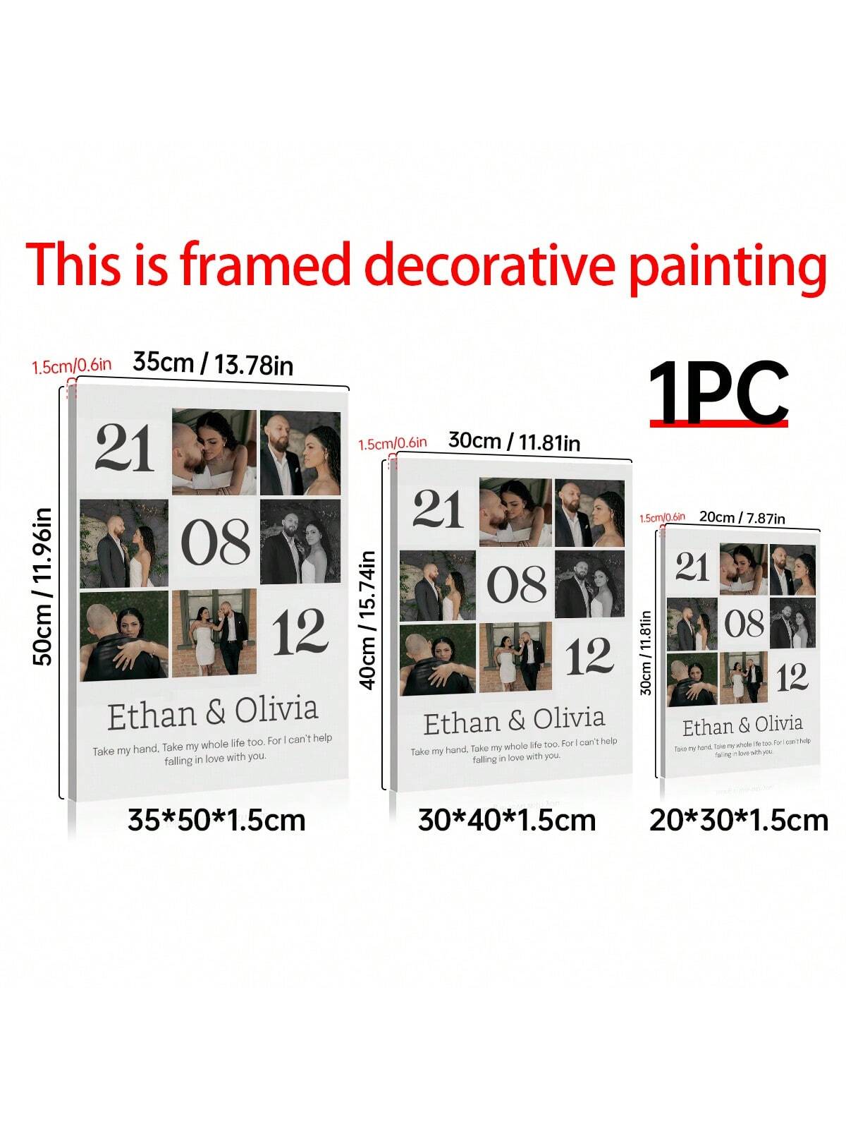 Benutzerdefinierte personalisierte Collage-Leinwandkunst - Einzigartiges Geschenk für Paare zum Jubiläum oder zur Hochzeit