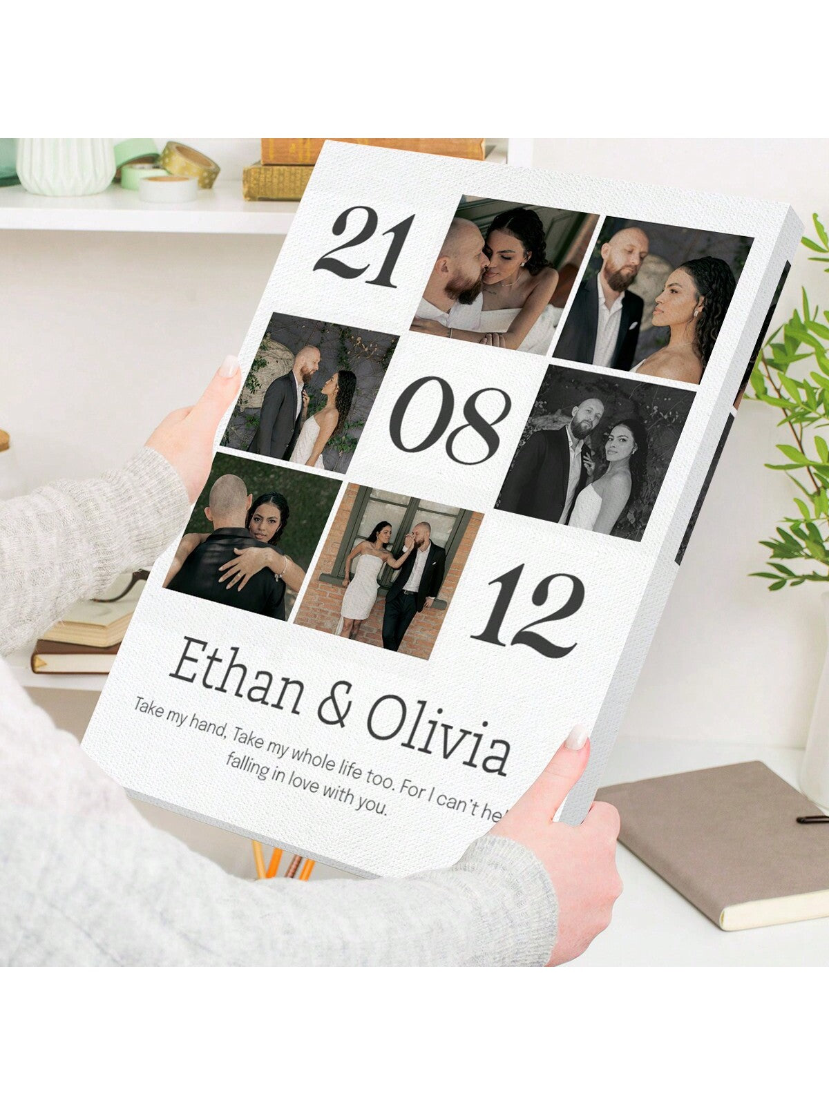 Benutzerdefinierte personalisierte Collage-Leinwandkunst - Einzigartiges Geschenk für Paare zum Jubiläum oder zur Hochzeit