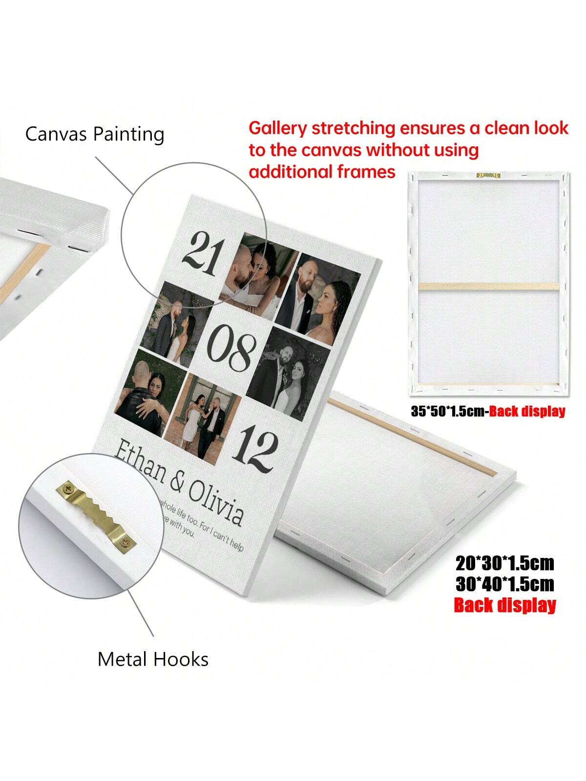 Benutzerdefinierte personalisierte Collage-Leinwandkunst - Einzigartiges Geschenk für Paare zum Jubiläum oder zur Hochzeit