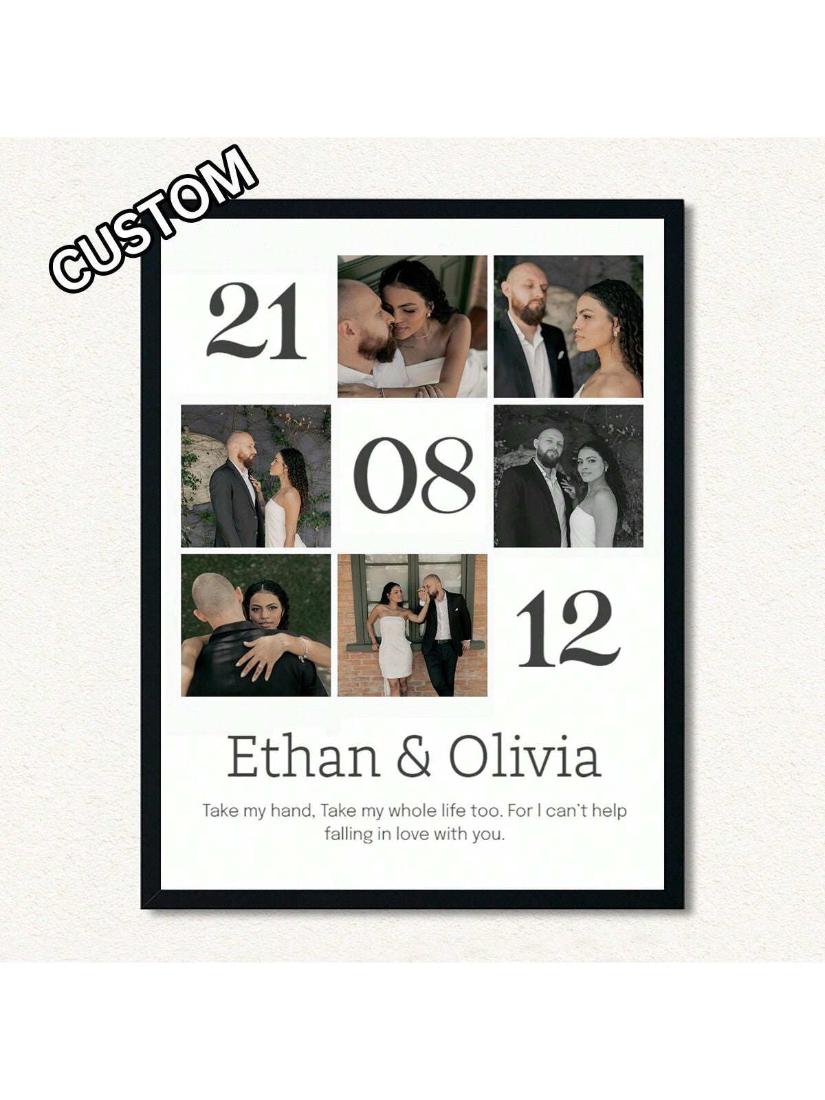 Benutzerdefinierte personalisierte Collage-Leinwandkunst - Einzigartiges Geschenk für Paare zum Jubiläum oder zur Hochzeit