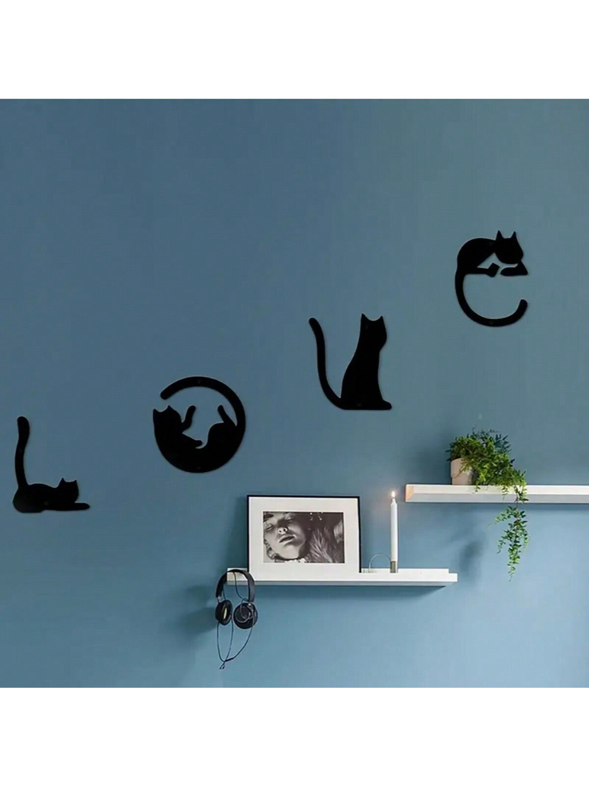 Verspieltes Katzen-Metall-Wandkunst-Set - 4 Stück süße abstrakte Dekoration für Zuhause, Schlafzimmer und mehr!