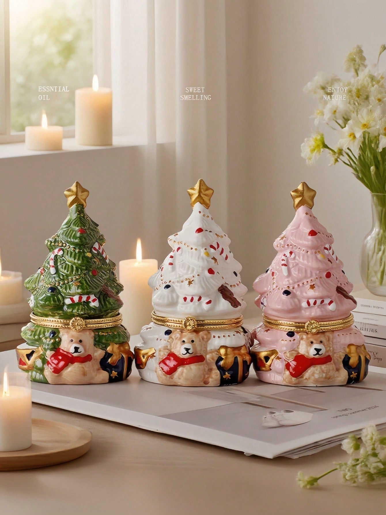 Keramischer Bären-Wunschbaum-Anhänger - Perfektes Geschenk für Kinder und Wohnkultur zu den Feiertagen