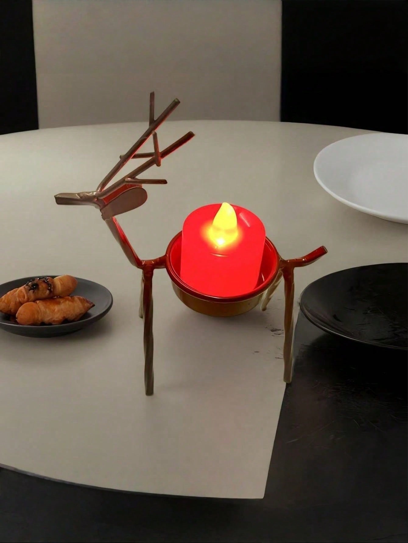 Charmante 2-teilige Weihnachtsbraune Rentierkerzenhalter für festliche Wohnkultur und Geschenke