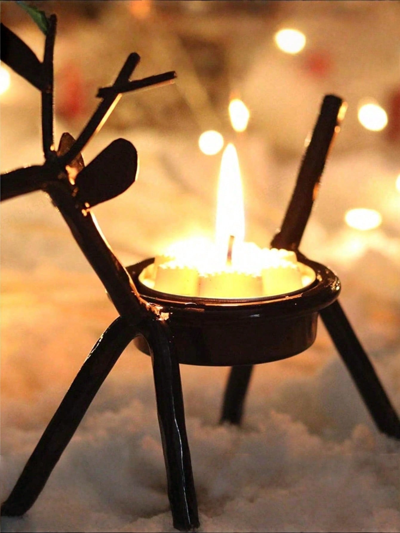 Charmante 2-teilige Weihnachtsbraune Rentierkerzenhalter für festliche Wohnkultur und Geschenke