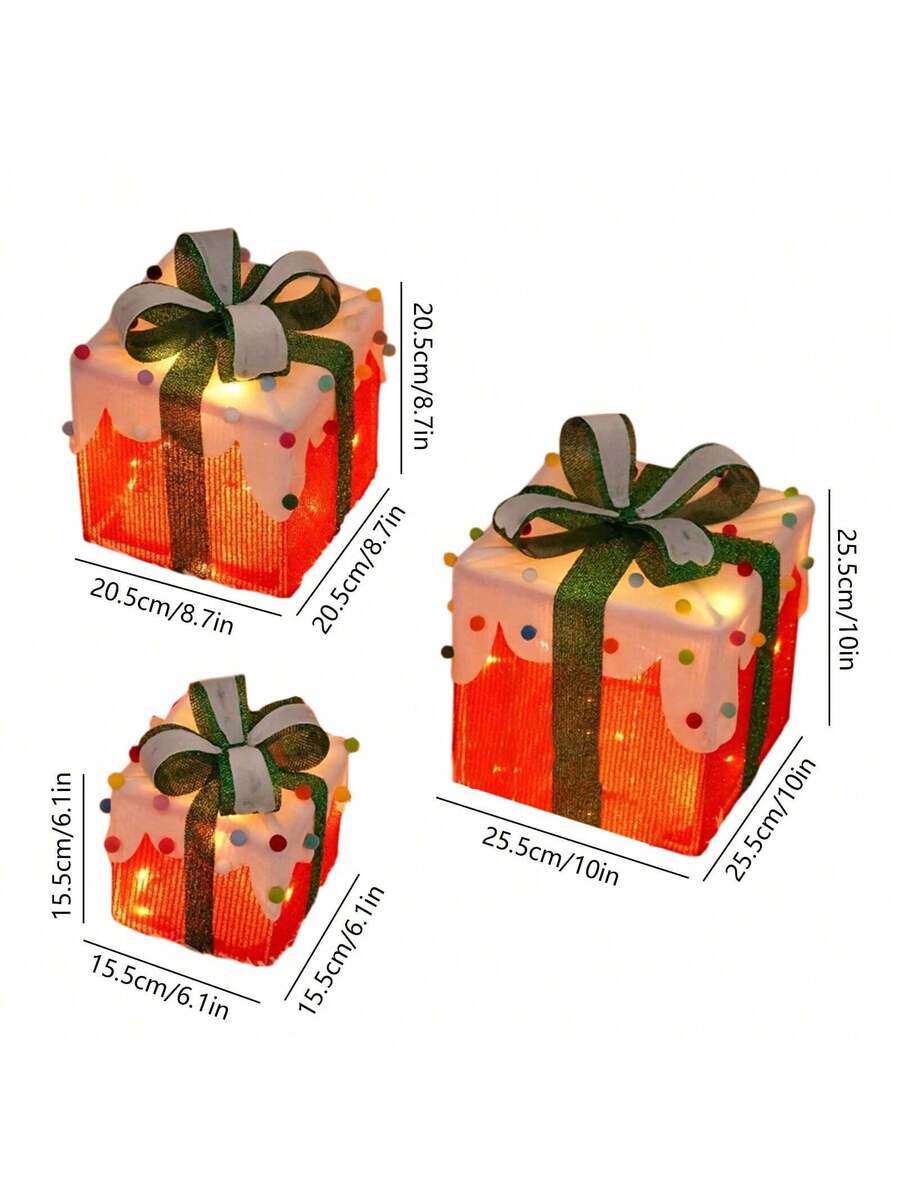 Erleuchten Sie Ihre Feiertage mit dem 3-teiligen Set beleuchteter Geschenkboxen - 8 LED-Modi für Innen- und Außendekoration