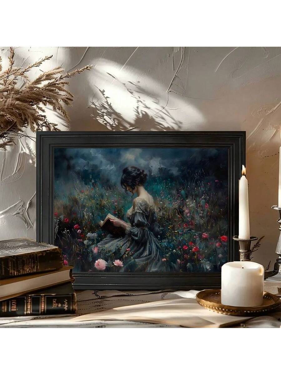 Elegantes Lesende Dame Leinwand Kunst Poster - Retro Viktorianische Wanddekoration für Zuhause und Büro