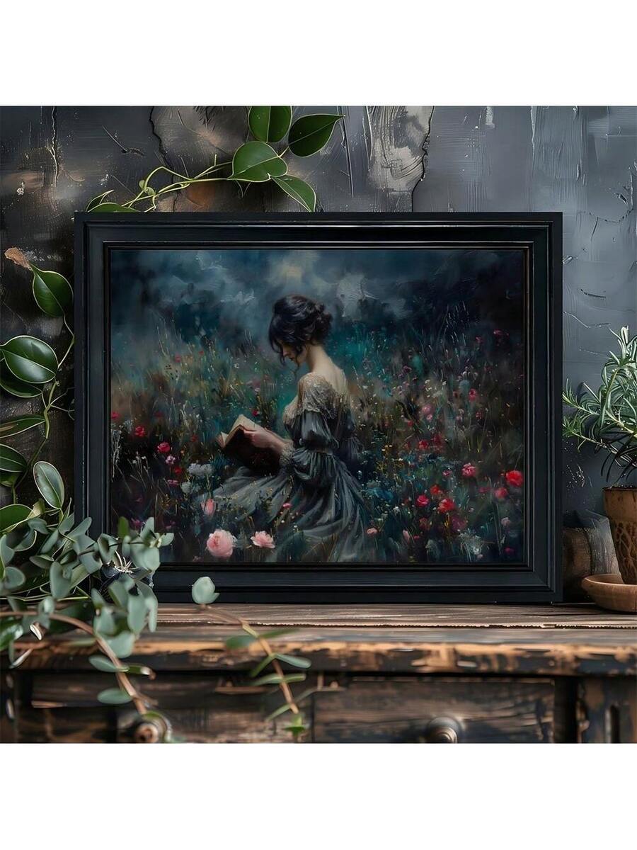 Elegantes Lesende Dame Leinwand Kunst Poster - Retro Viktorianische Wanddekoration für Zuhause und Büro