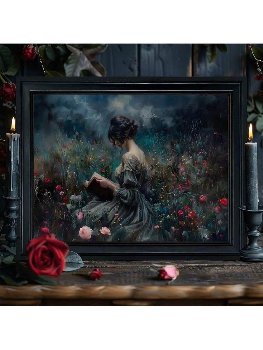 Elegantes Lesende Dame Leinwand Kunst Poster - Retro Viktorianische Wanddekoration für Zuhause und Büro