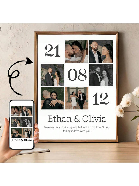 Benutzerdefinierte personalisierte Collage-Leinwandkunst - Einzigartiges Geschenk für Paare zum Jubiläum oder zur Hochzeit