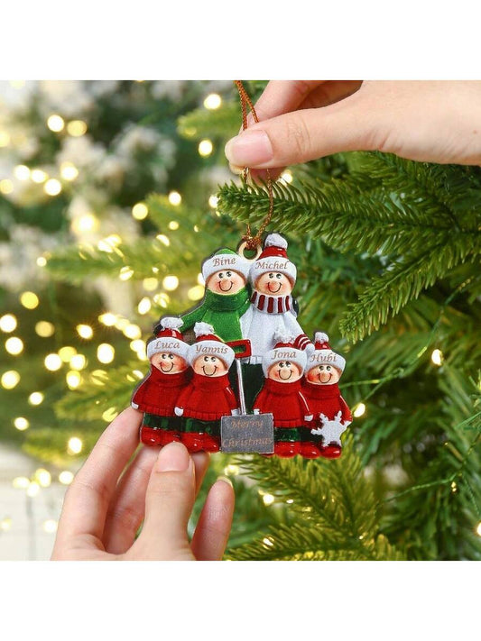Personalisierte Holz-Weihnachtsbaumdekorationen mit Familiennamen - Personalisierter Weihnachtsanhänger für Zuhause und Feier