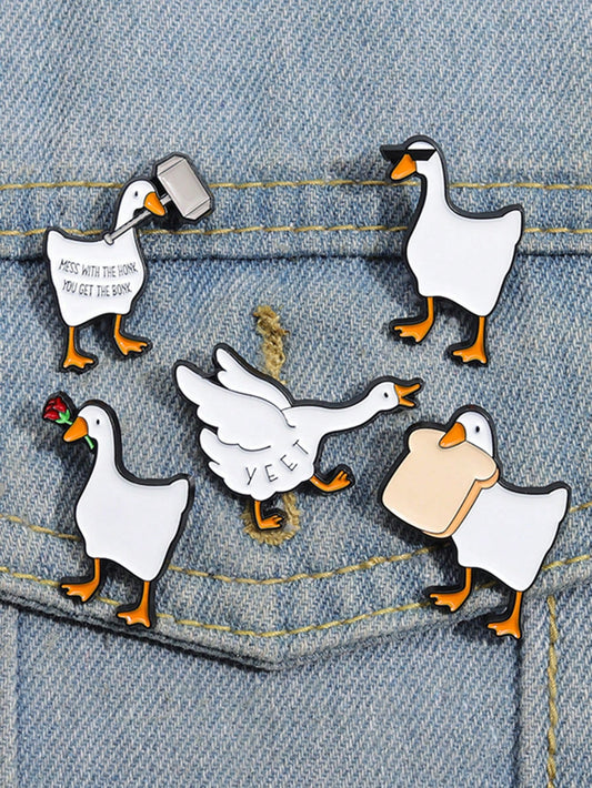 QIHOO 5er-Pack Gansenspiel Emaille-Anstecker - Anpassbares 'Honk You Get the Bonk' Broschen-Set