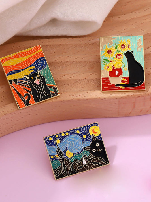 Verspieltes 3-teiliges Cartoon-Grafik-Anstecknadel-Set - Lustige & Verspielte Accessoires