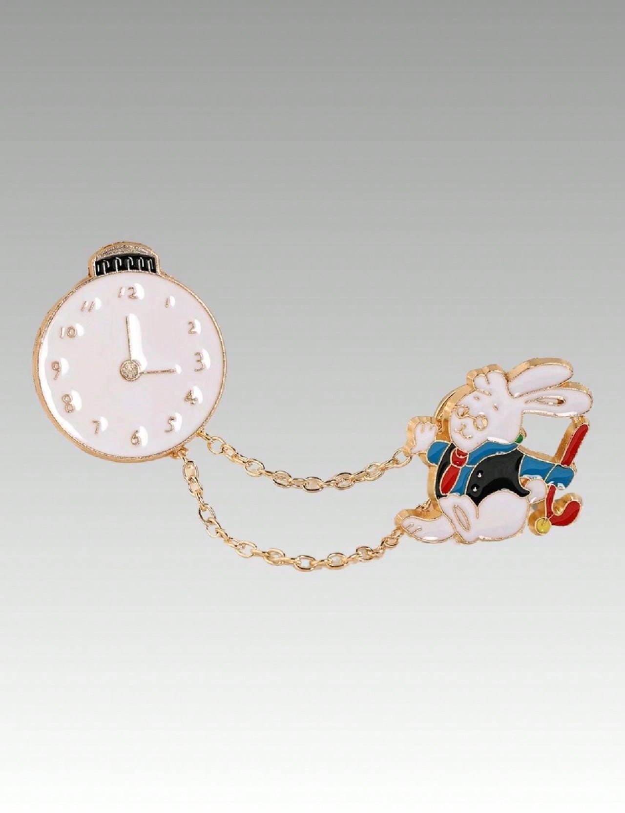 Verspielt Wunderland: Alice im Wunderland Hasen Brosche & Uhren Set - Charmantes Kettenaccessoire für Paare